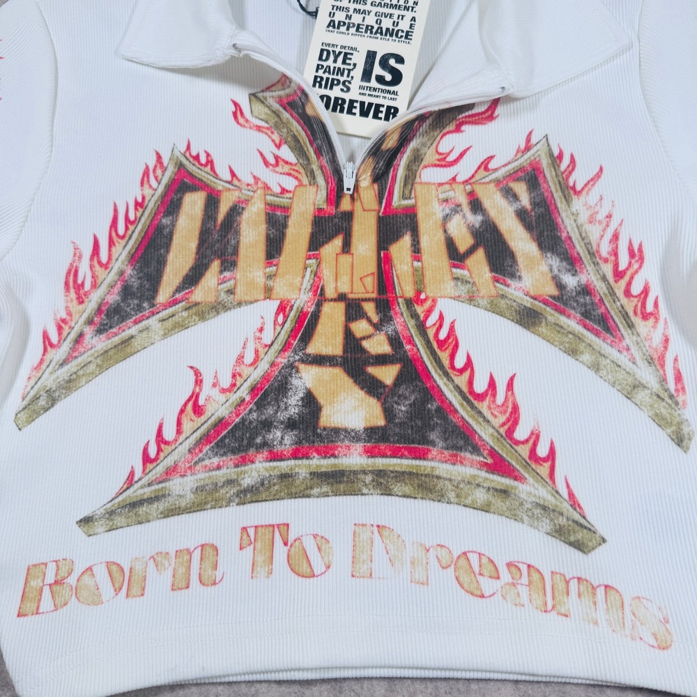 Vale Forever Rebirth Rugby Tee Size M Ribbed texture Zipper neck - Picture 4 of 7